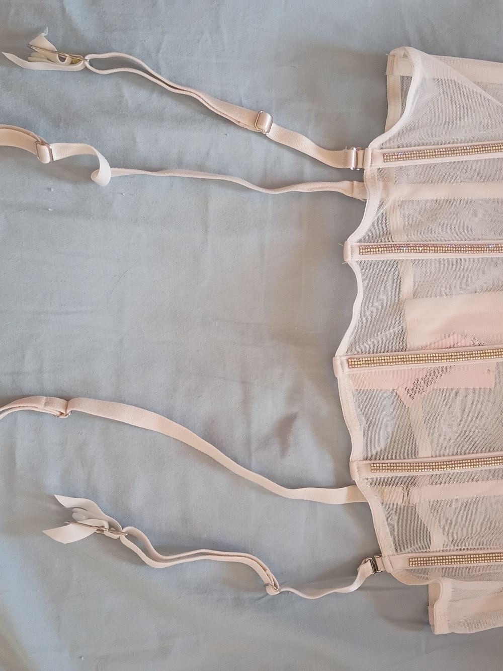 Victoria's Secret Pale Pink Rhinestone Garter Belt